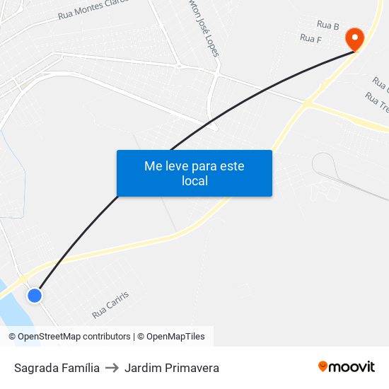 Sagrada Família to Jardim Primavera map