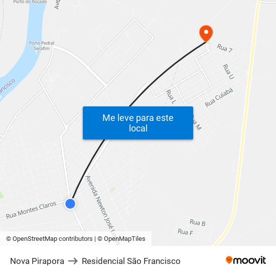 Nova Pirapora to Residencial São Francisco map