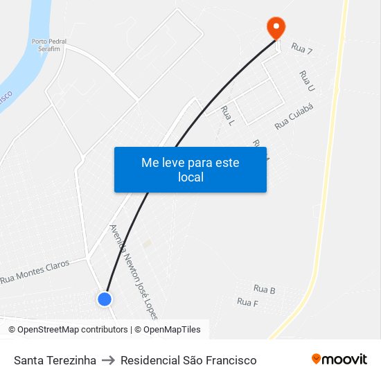 Santa Terezinha to Residencial São Francisco map