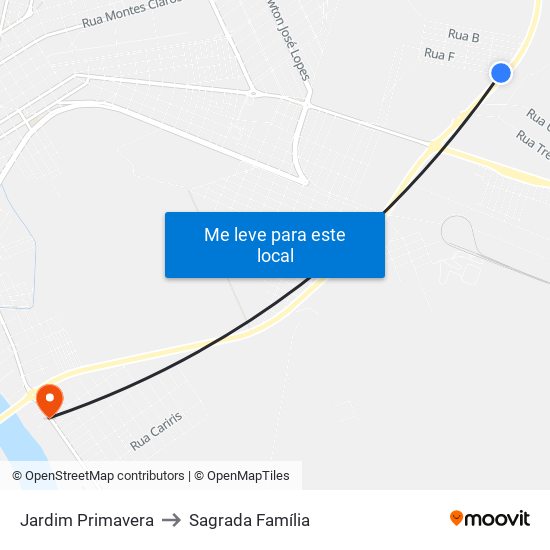 Jardim Primavera to Sagrada Família map