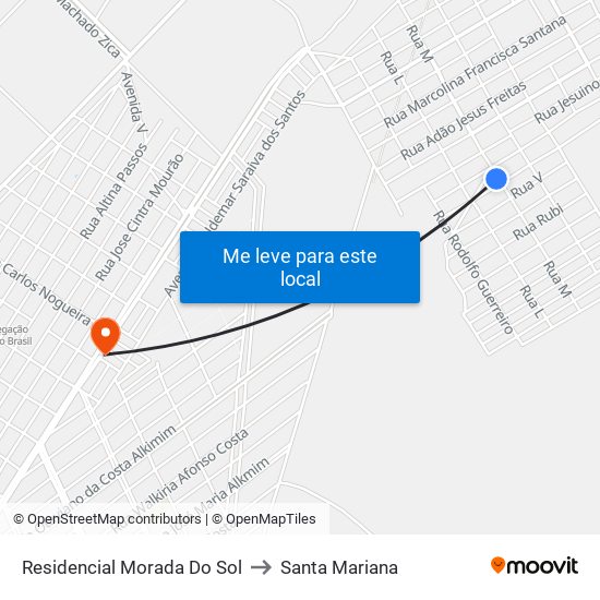 Residencial Morada Do Sol to Santa Mariana map