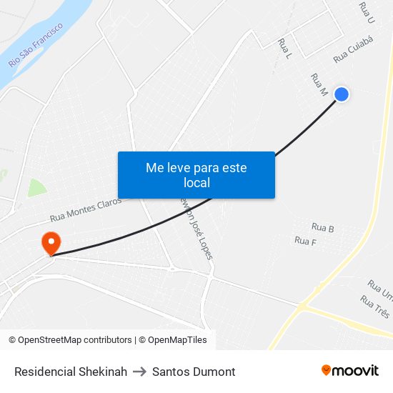 Residencial Shekinah to Santos Dumont map