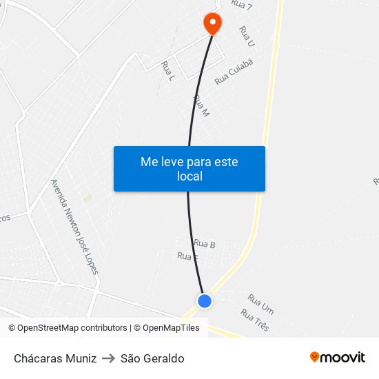 Chácaras Muniz to São Geraldo map