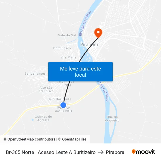 Br-365 Norte | Acesso Leste A Buritizeiro to Pirapora map