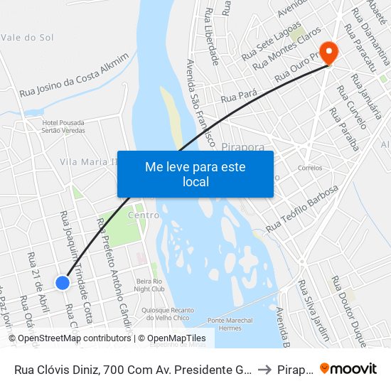 Rua Clóvis Diniz, 700 Com Av. Presidente Getúlio Vargas to Pirapora map