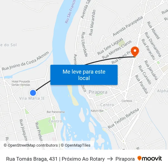 Rua Tomás Braga, 431 | Próximo Ao Rotary to Pirapora map