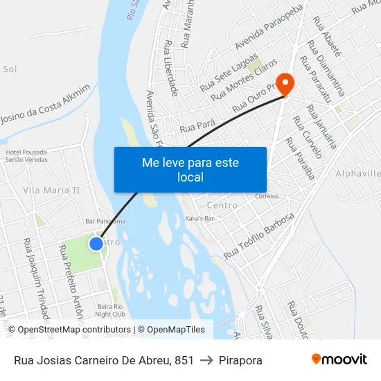 Rua Josias Carneiro De Abreu, 851 to Pirapora map