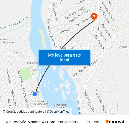 Rua Rodolfo Malard, 40 Com Rua Josias Carneiro De Abreu to Pirapora map