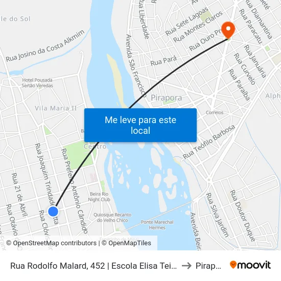 Rua Rodolfo Malard, 452 | Escola Elisa Teixeira to Pirapora map