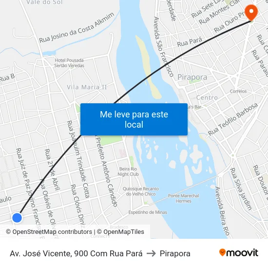 Av. José Vicente, 900 Com Rua Pará to Pirapora map