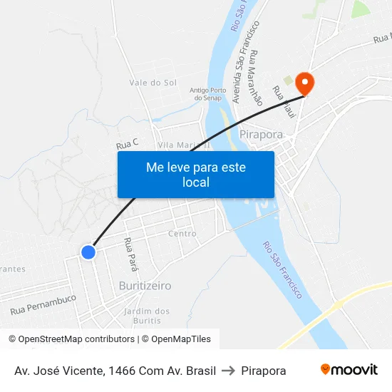 Av. José Vicente, 1466 Com Av. Brasil to Pirapora map