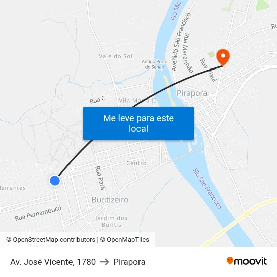 Av. José Vicente, 1780 to Pirapora map