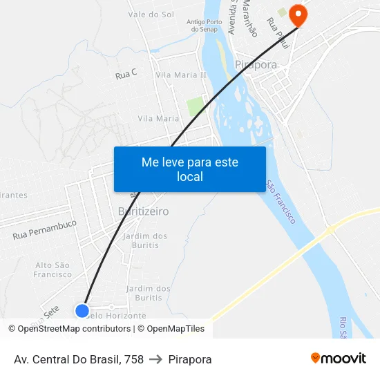 Av. Central Do Brasil, 758 to Pirapora map