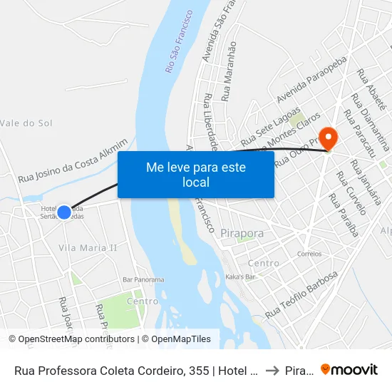 Rua Professora Coleta Cordeiro, 355 | Hotel Pousada Sertão Veredas to Pirapora map