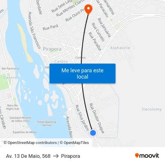 Av. 13 De Maio, 568 to Pirapora map