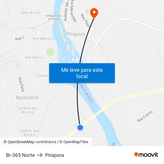 Br-365 Norte to Pirapora map