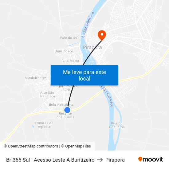 Br-365 Sul | Acesso Leste A Buritizeiro to Pirapora map