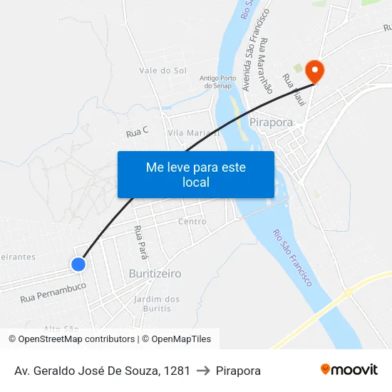 Av. Geraldo José De Souza, 1281 to Pirapora map