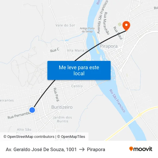 Av. Geraldo José De Souza, 1001 to Pirapora map