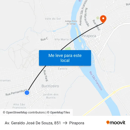 Av. Geraldo José De Souza, 851 to Pirapora map