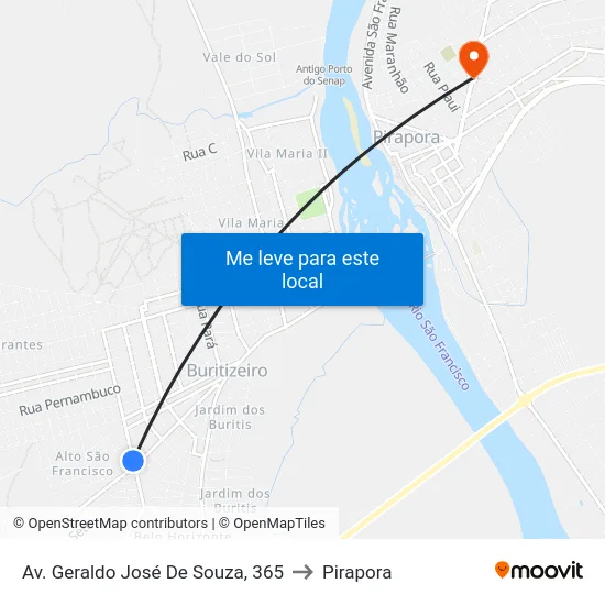 Av. Geraldo José De Souza, 365 to Pirapora map