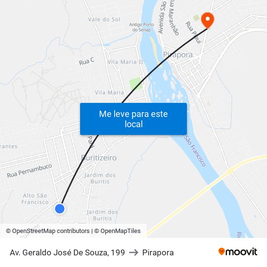 Av. Geraldo José De Souza, 199 to Pirapora map