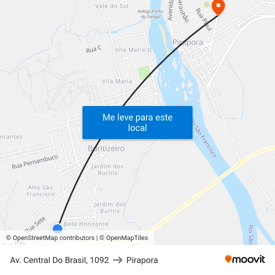 Av. Central Do Brasil, 1092 to Pirapora map
