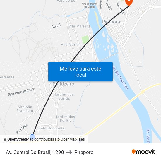 Av. Central Do Brasil, 1290 to Pirapora map
