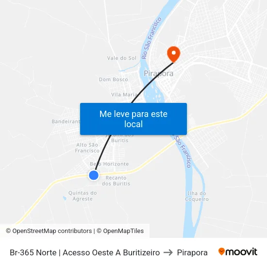 Br-365 Norte | Acesso Oeste A Buritizeiro to Pirapora map