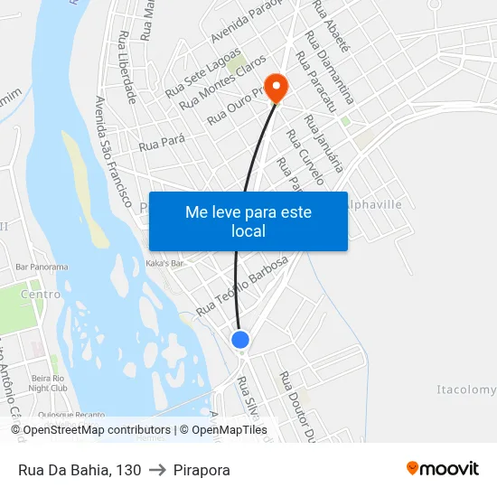 Rua Da Bahia, 130 to Pirapora map