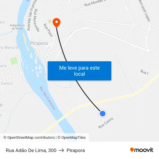 Rua Adão De Lima, 300 to Pirapora map