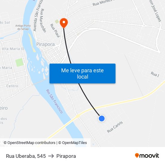 Rua Uberaba, 545 to Pirapora map