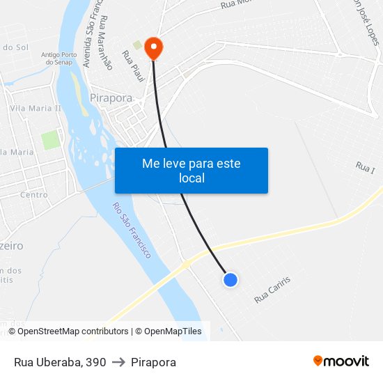 Rua Uberaba, 390 to Pirapora map