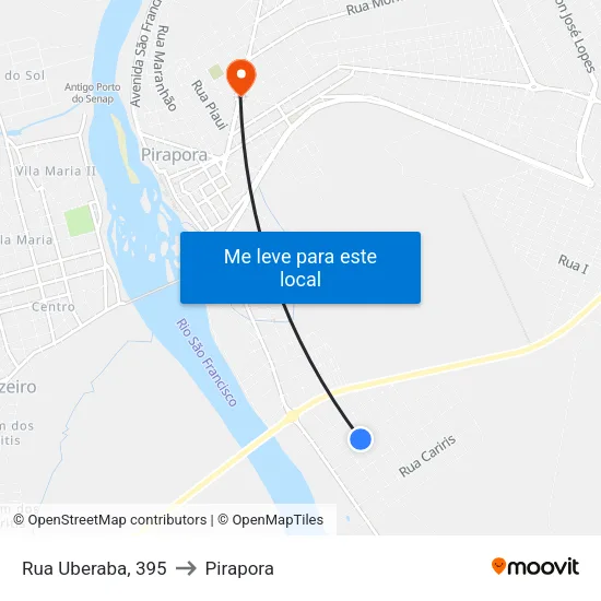 Rua Uberaba, 395 to Pirapora map