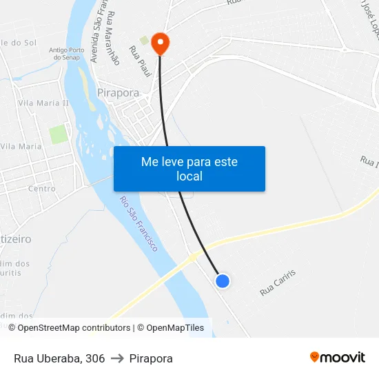 Rua Uberaba, 306 to Pirapora map