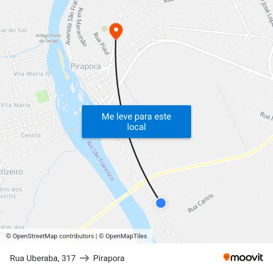 Rua Uberaba, 317 to Pirapora map