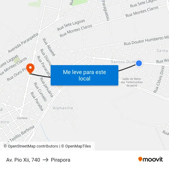 Av. Pio Xii, 740 to Pirapora map