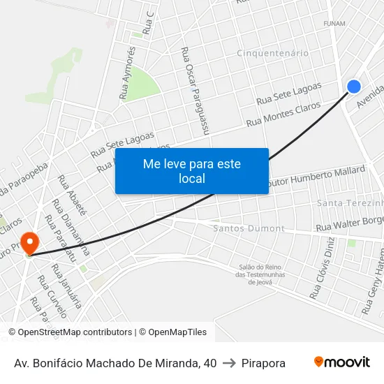 Av. Bonifácio Machado De Miranda, 40 to Pirapora map