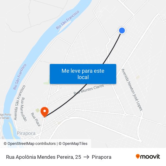 Rua Apolônia Mendes Pereira, 25 to Pirapora map