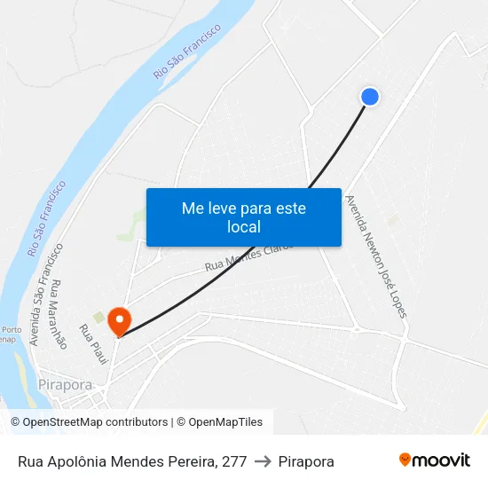 Rua Apolônia Mendes Pereira, 277 to Pirapora map