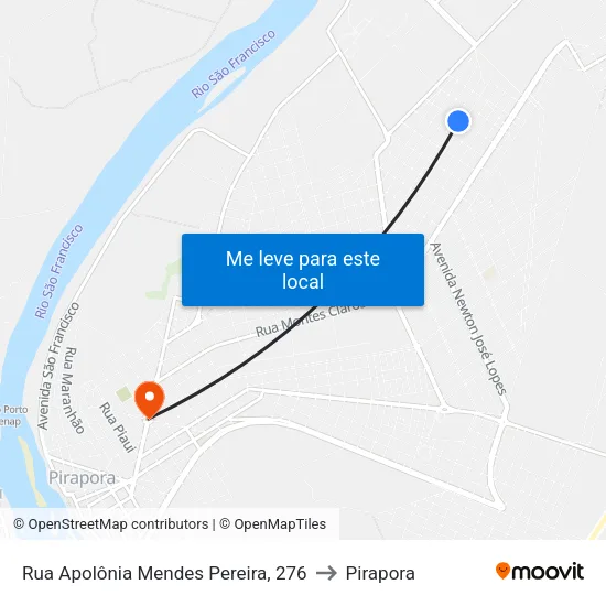 Rua Apolônia Mendes Pereira, 276 to Pirapora map