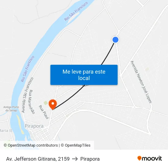Av. Jefferson Gitirana, 2159 to Pirapora map