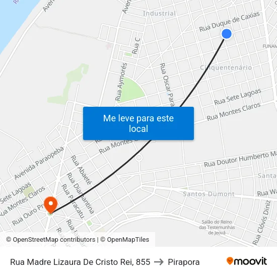 Rua Madre Lizaura De Cristo Rei, 855 to Pirapora map