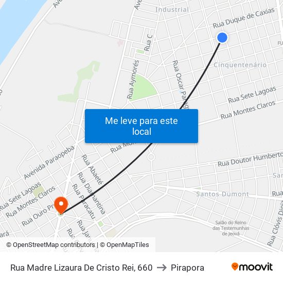 Rua Madre Lizaura De Cristo Rei, 660 to Pirapora map