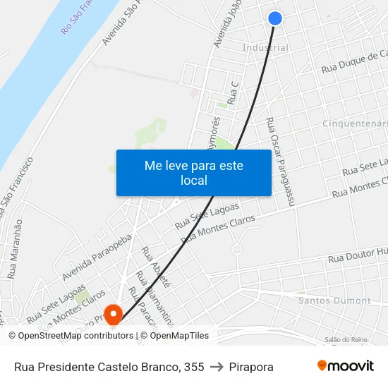 Rua Presidente Castelo Branco, 355 to Pirapora map