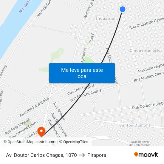 Av. Doutor Carlos Chagas, 1070 to Pirapora map