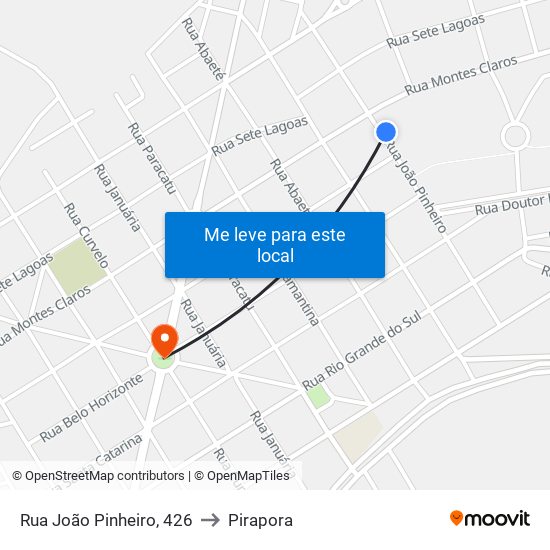 Rua João Pinheiro, 426 to Pirapora map