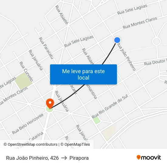 Rua João Pinheiro, 426 to Pirapora map
