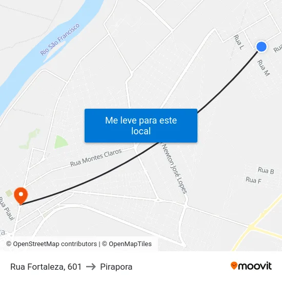 Rua Fortaleza, 601 to Pirapora map