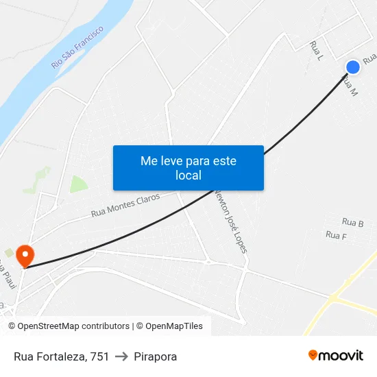 Rua Fortaleza, 751 to Pirapora map